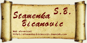Stamenka Bicanović vizit kartica